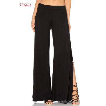 Rayon Wide Leg Pants mit Schlitz